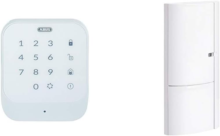 ABUS Funk-Tastatur Smartvest zur De- und Aktivierung der Funk-Alarmanlage | Code oder RFID Chip | weiß & Öffnungsmelder Smartvest für Funk-Alarmanlage | verwendbar an Türen und Fenster | weiß