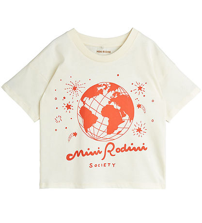 Mini Rodini T-Shirt - Gesellschaft - Offwhite/Rot