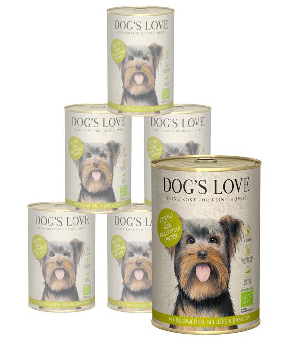 DOG'S LOVE Nassfutter für Hunde Bio, 6 x 400