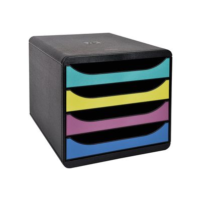 Exacompta BigBox - Module de classement 4 tiroirs - noir/forever young