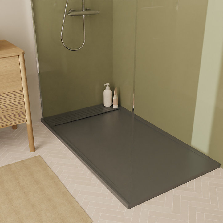 Receveur de douche rectangulaire en béton, 140 x 80 cm, anthracite, Homesight
