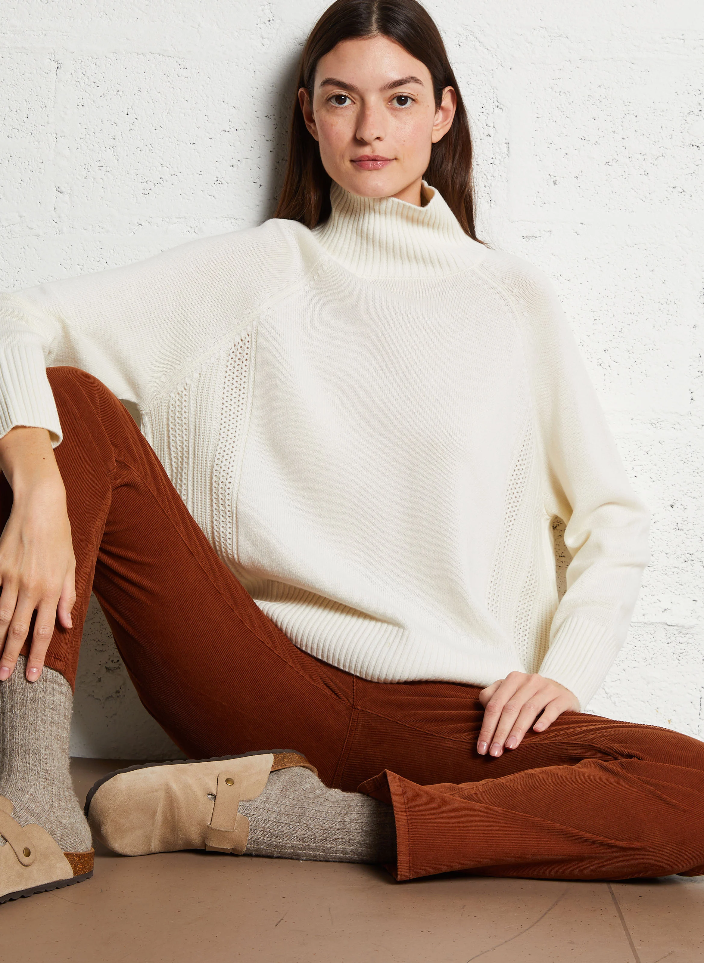 ARAMIS - Pull col montant en laine | Beige