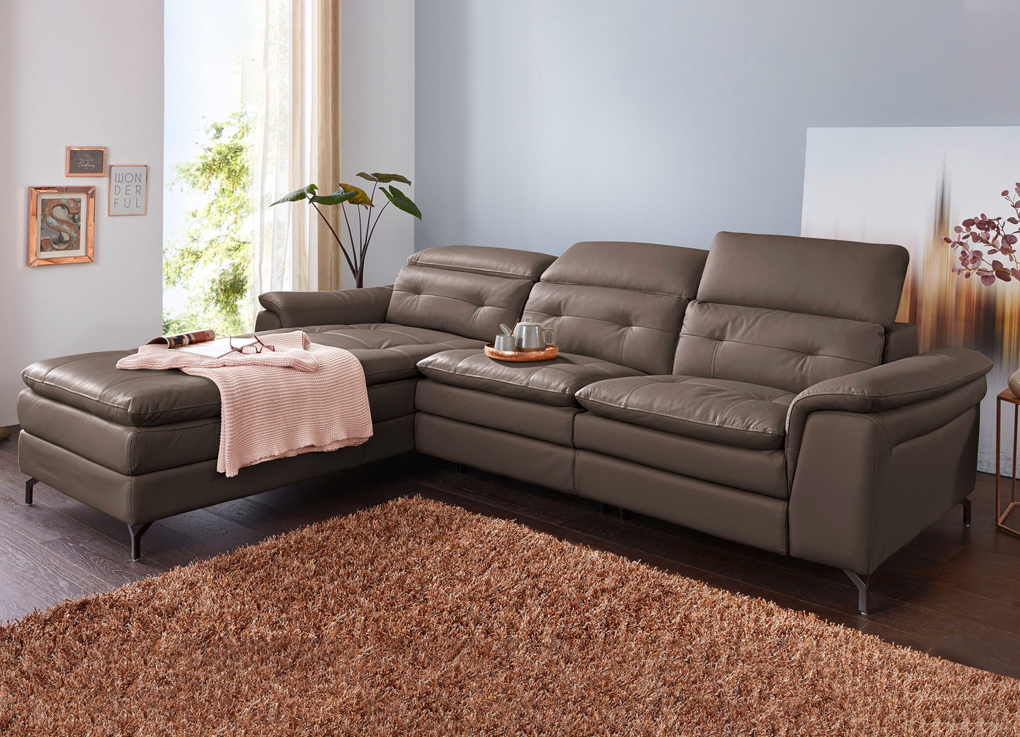 Leder-Polsterecke mit Relax-Funktion