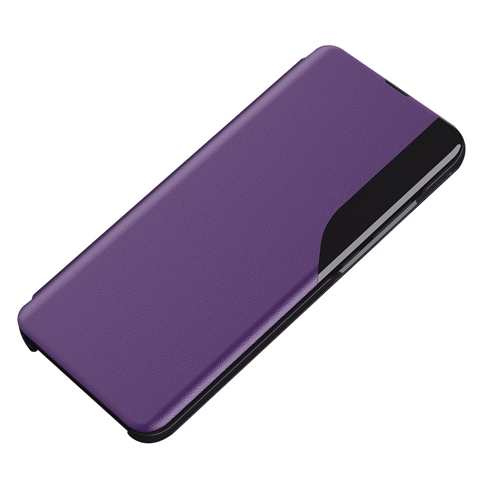 Samsung Galaxy S25 Leder Hülle Small Window View Flip Case - Violett