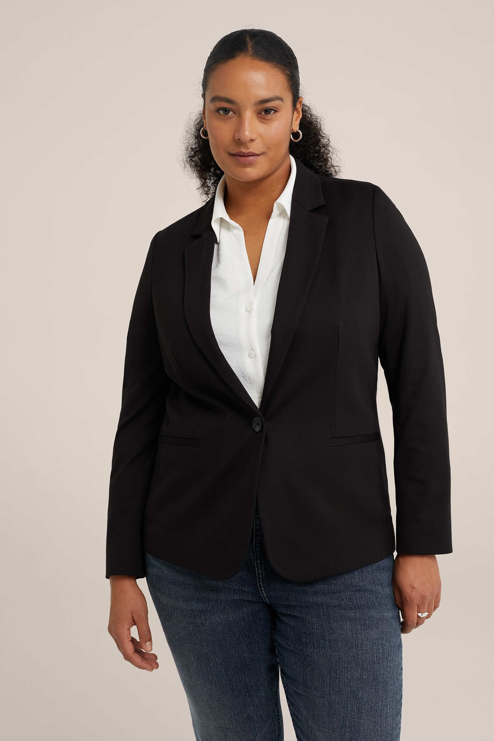 getailleerde blazer - Curve WE Fashion Zwart