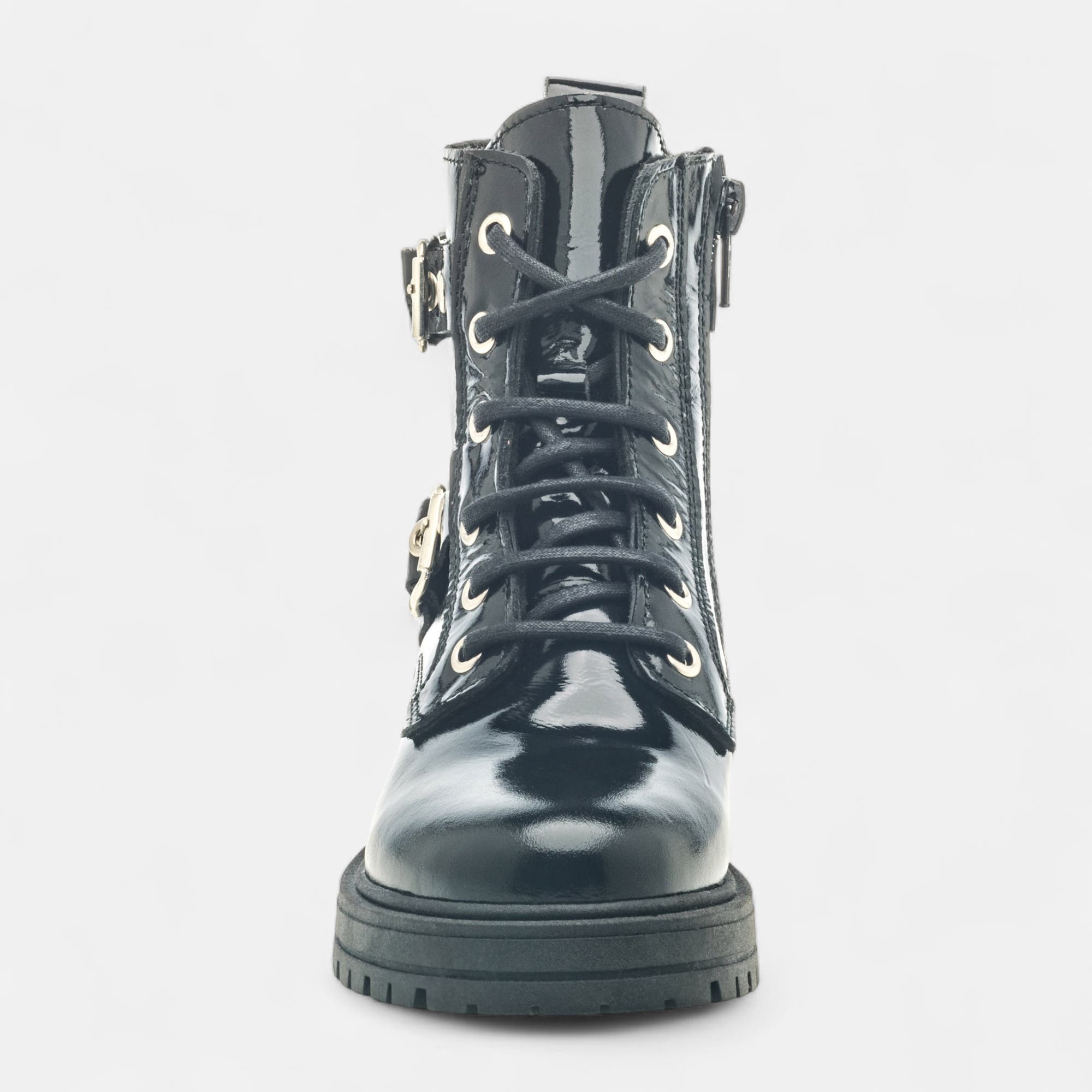 Boots Fille en cuir noir