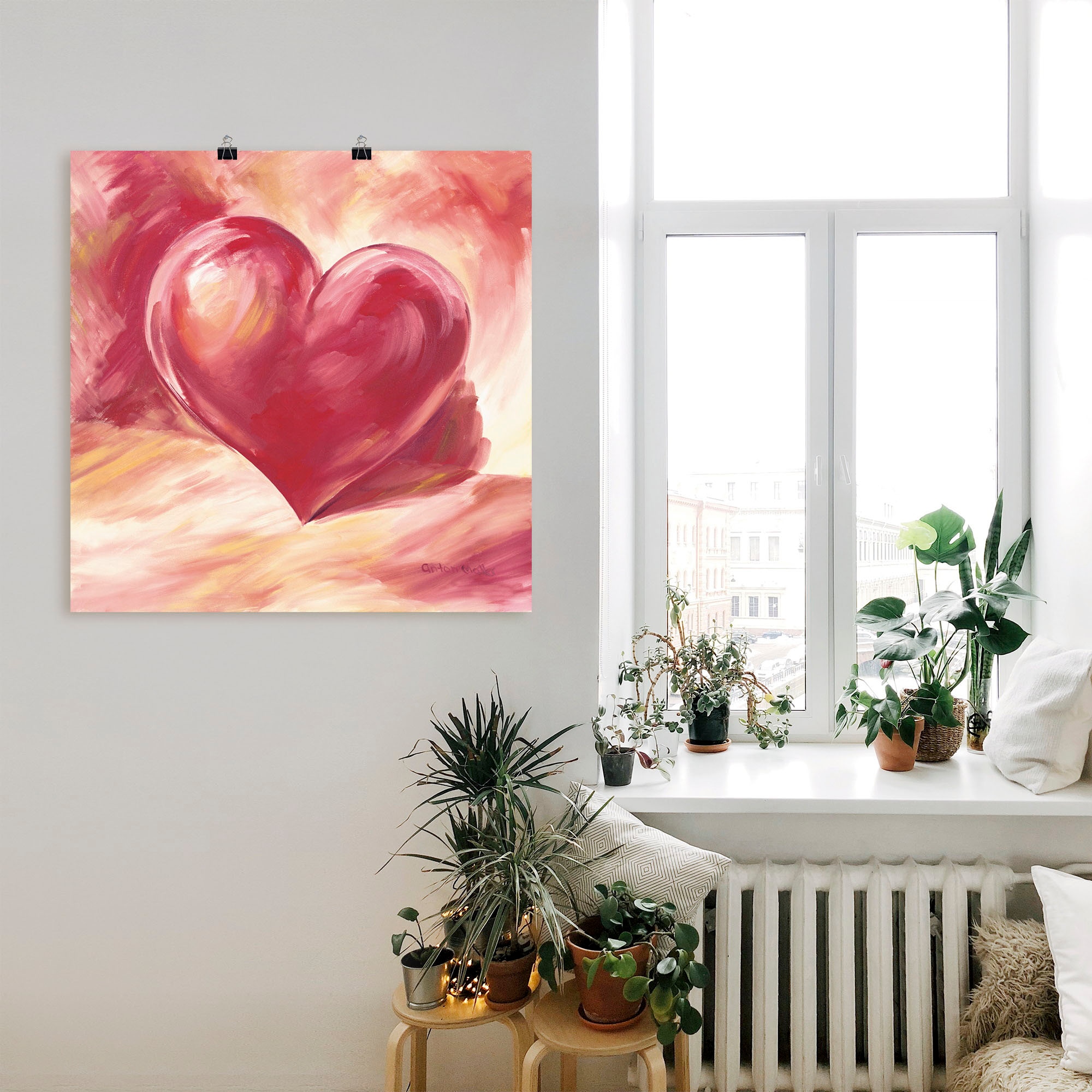 Artland Wandbild »Rosa/rotes Herz« Herzen 1 Stk. tlg. als Leinwandbild, Poster in verschied. Grössen