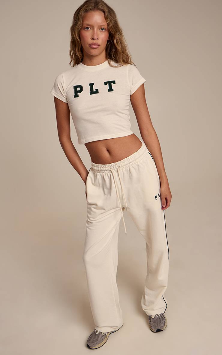 Cream Croc Jogging Large Oversize Avec Logo PLT