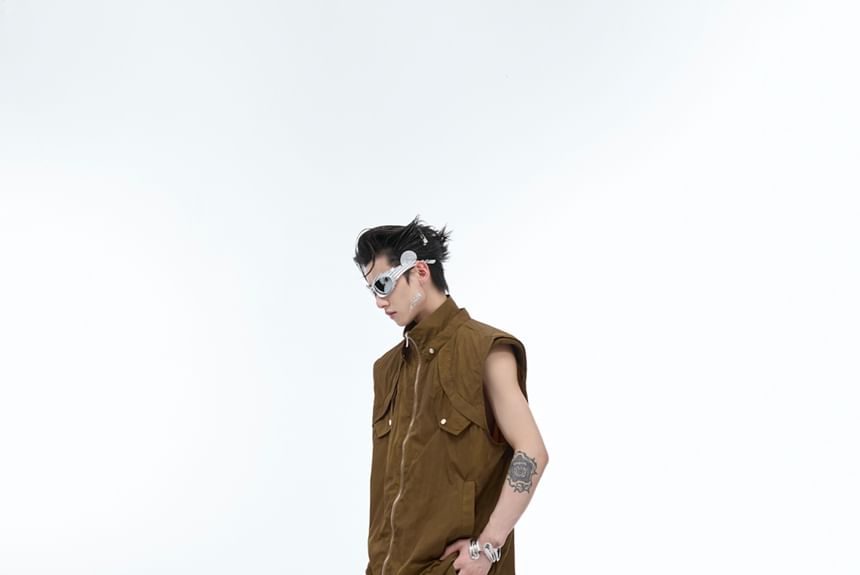Kooklay - Vest met capuchon en rits / Broek met hoge taille en wijde pijpen
