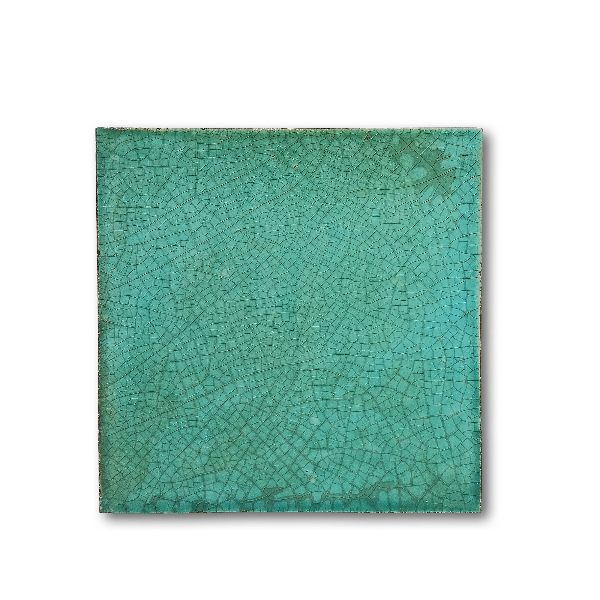Kachel helltürkis Craquelé, T 10 cm, B 10 cm, H 1 cm von fischer's lagerhaus