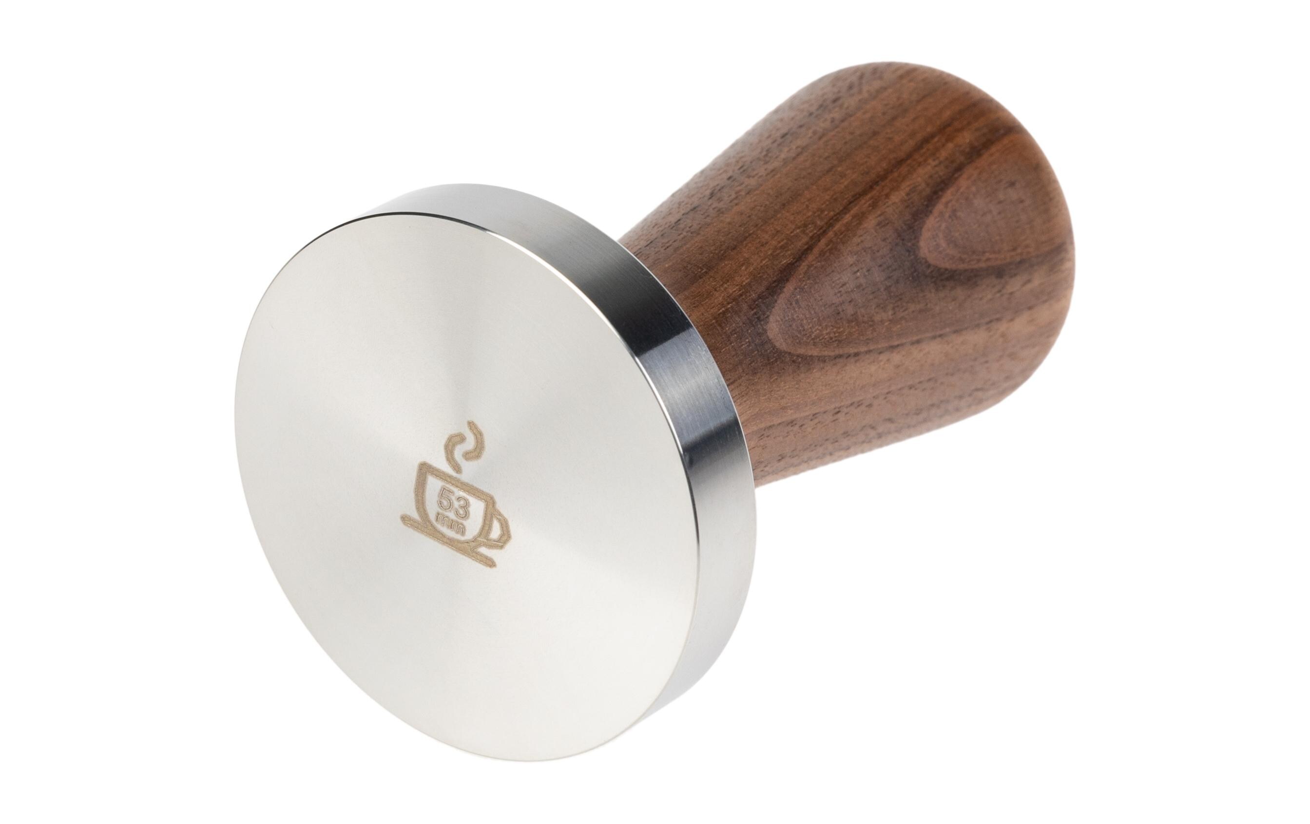 Tamper Walnuss, 53 mmKaffee-Tamper zum Verdichten des Kaffeepulvers im Sieb