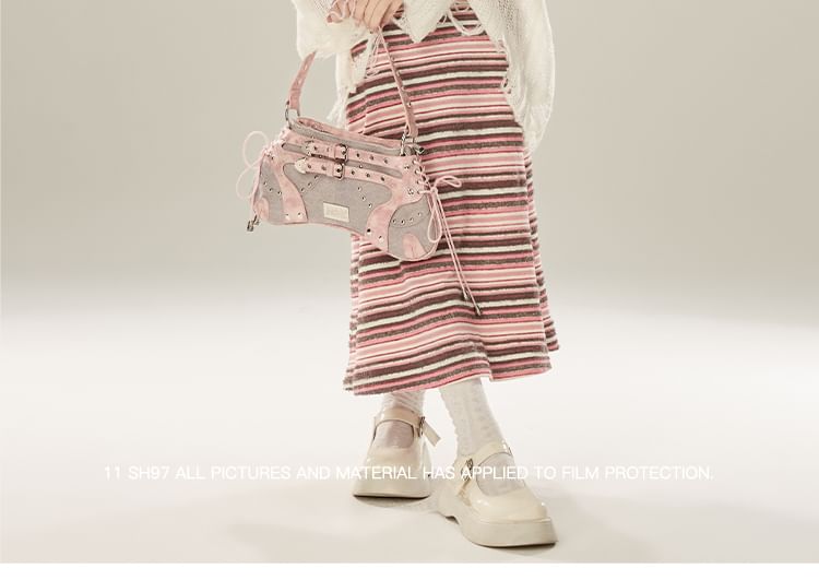 KUMI - Lange mouwen, effen gebreide top met distressed effect