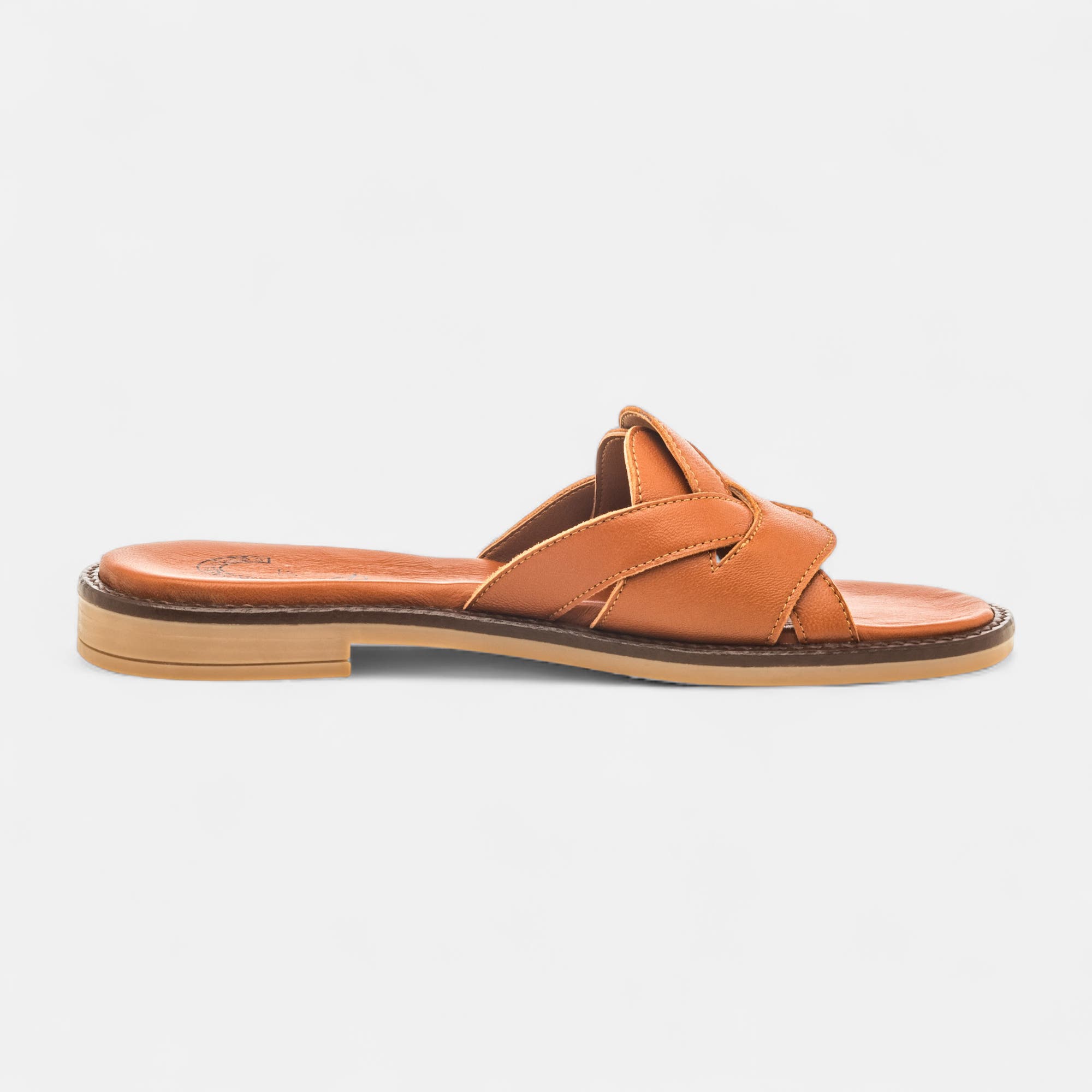 Mules Femme en cuir cognac