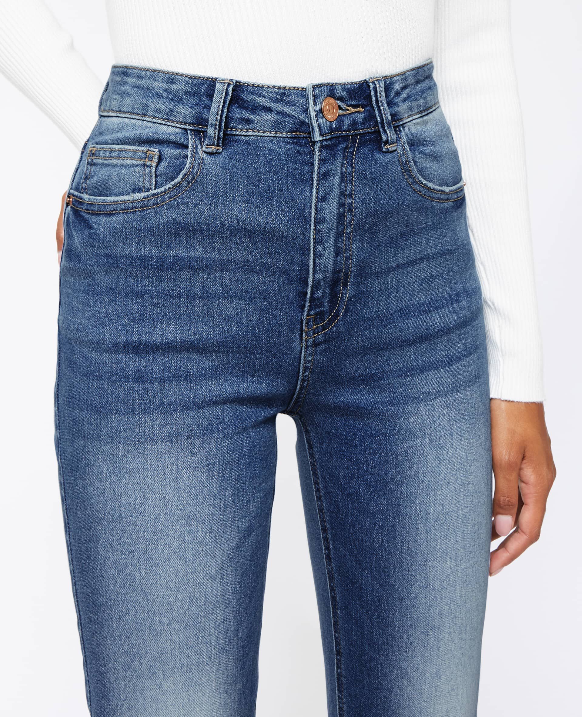Jean skinny taille haute - Bleu