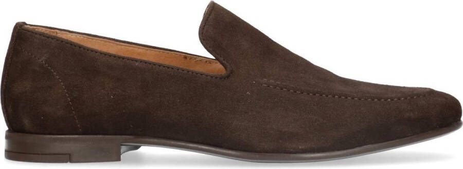 Manfield Heren Donkerbruine suède loafers