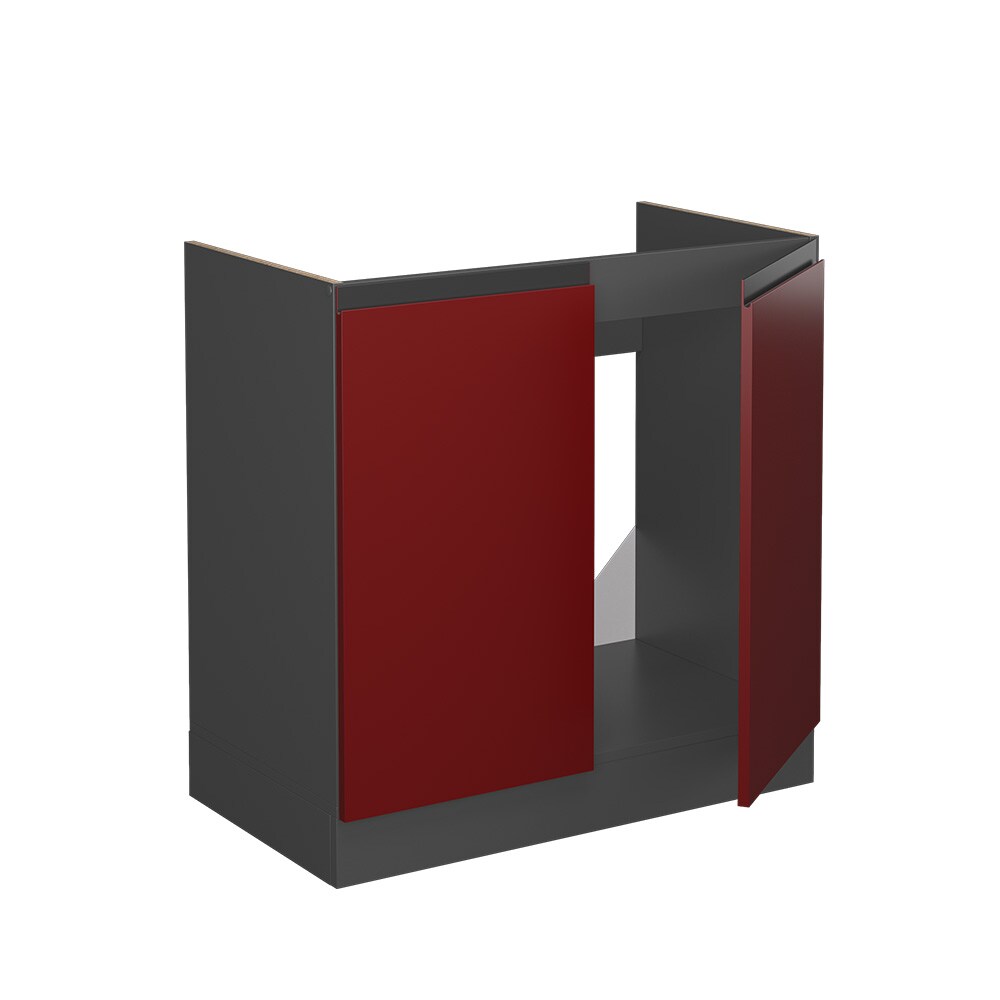 Vicco Spülenunterschrank Küchenschrank Küchenmöbel R-Line J-Shape Anthrazit Rot 80 cm modern