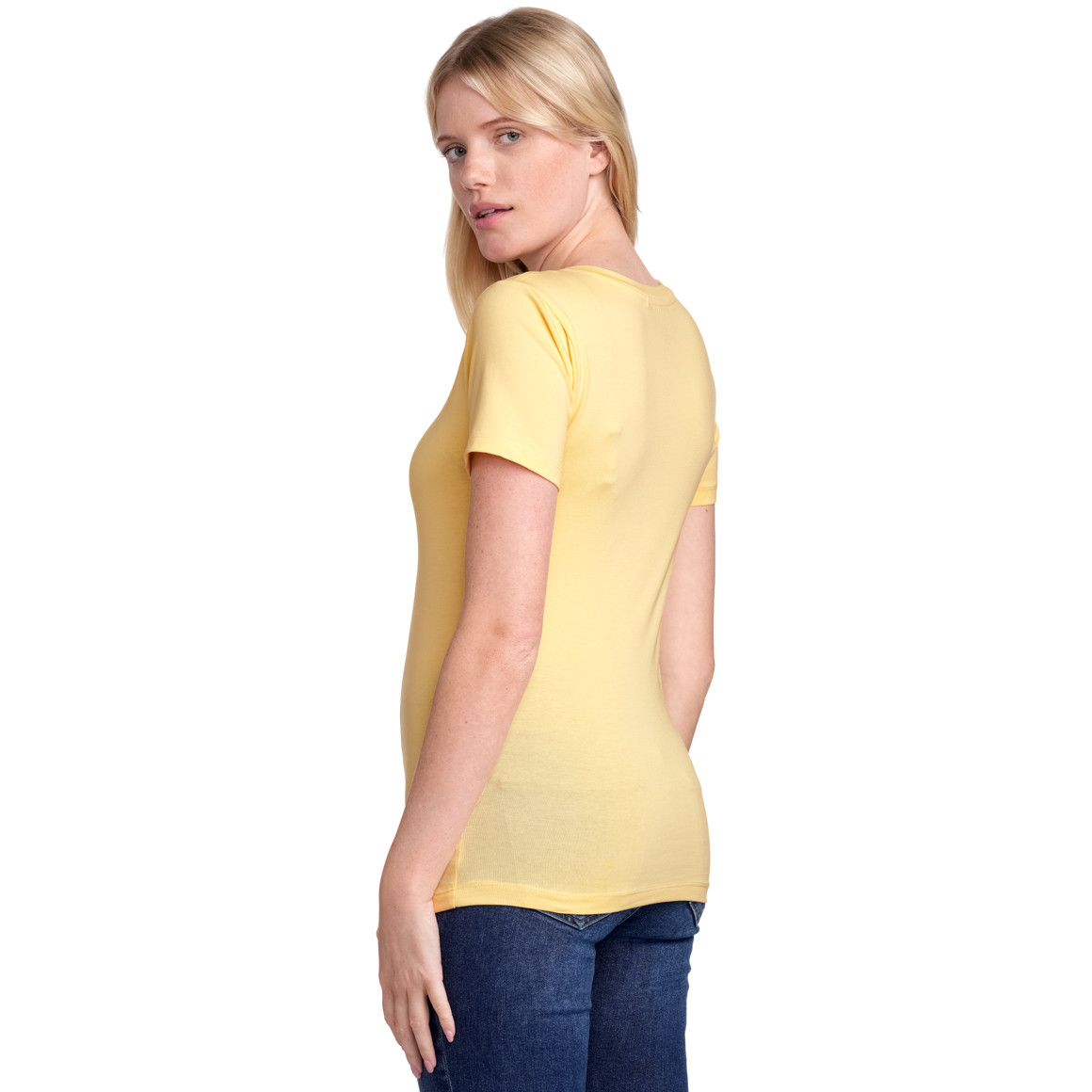 Gina Benotti Damen T-Shirt mit V-Ausschnitt hellgelb