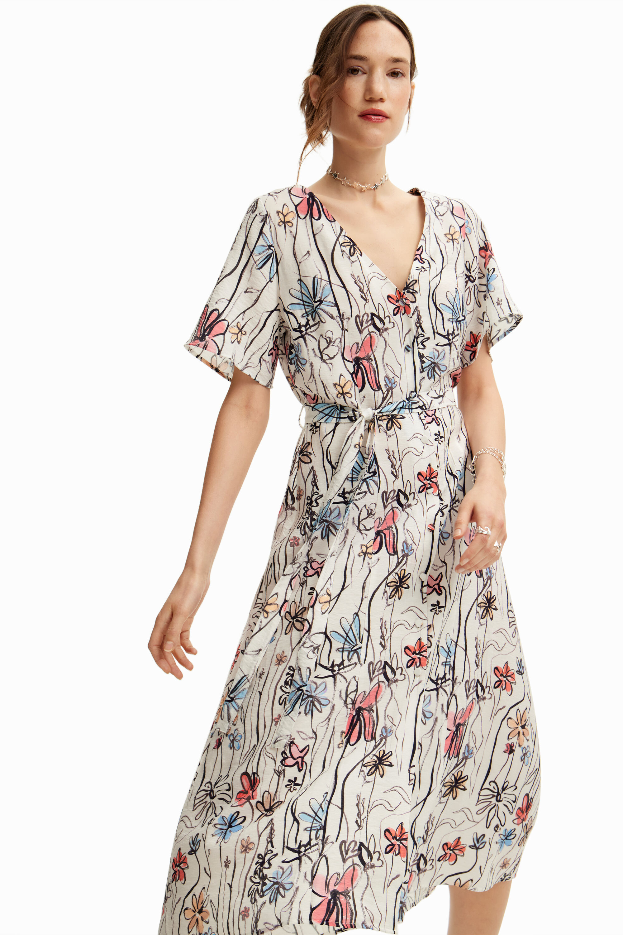 Vestido midi flores