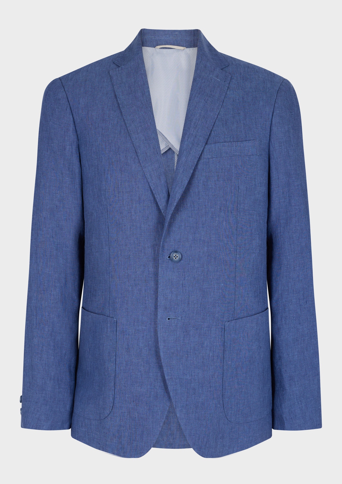 Veste coordonnable Regular en lin uni bleu azur