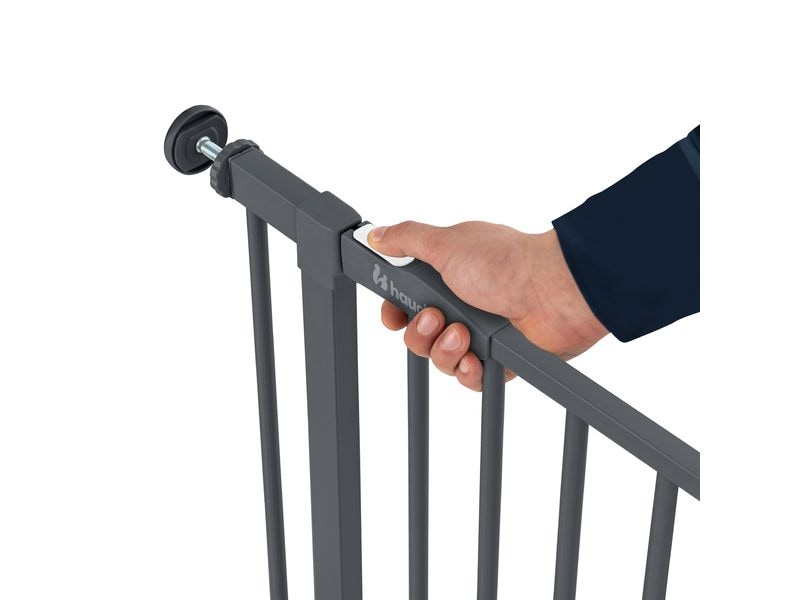 Hauck Türschutzgitter Clear Step 2 Dark Grey 75 cm - 80 cm Barrierefreies, manuell schliessendes Tür- und Treppenschutzgitter-Set