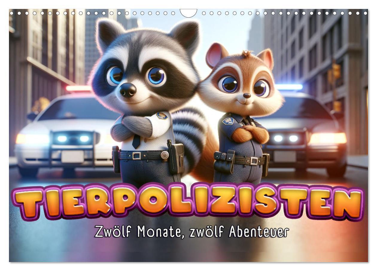 Tierpolizisten - Zwölf Monate, zwölf Abenteuer (Wandkalender 2025 DIN A3 quer), CALVENDO Monatskalender