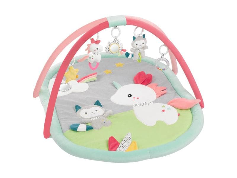 fehn Krabbeldecke mit Spielbogen Aiko & Yuki 3D Activity Decke mit Einhorn & Katze