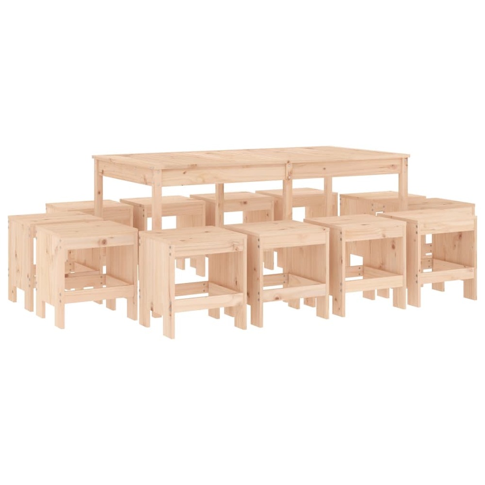Ensemble à dîner de jardin 13 pcs bois de pin massif