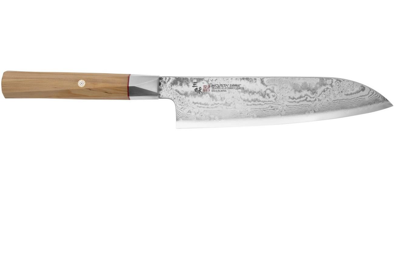 Mcusta Zanmai Santoku ZBX2-3003DS, 33-Layer Damascus/VG10, Hinoki Handle, Knivesandtools Exclusive, santoku, 18 cm