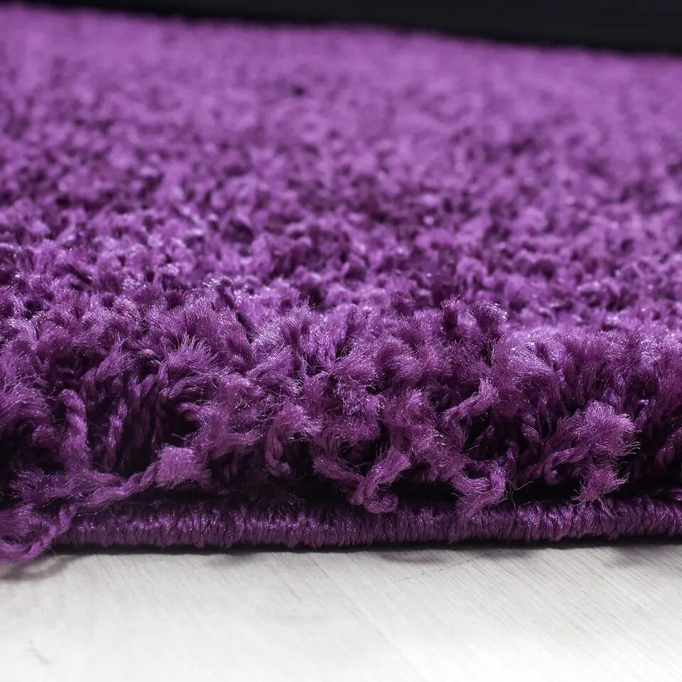 Basic Rond Shaggy vloerkleed Paars Hoogpolig - 200 CM ROND