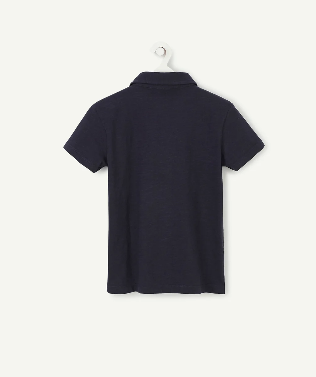 LE POLO MARINE AVEC POCHE SUR LE COEUR