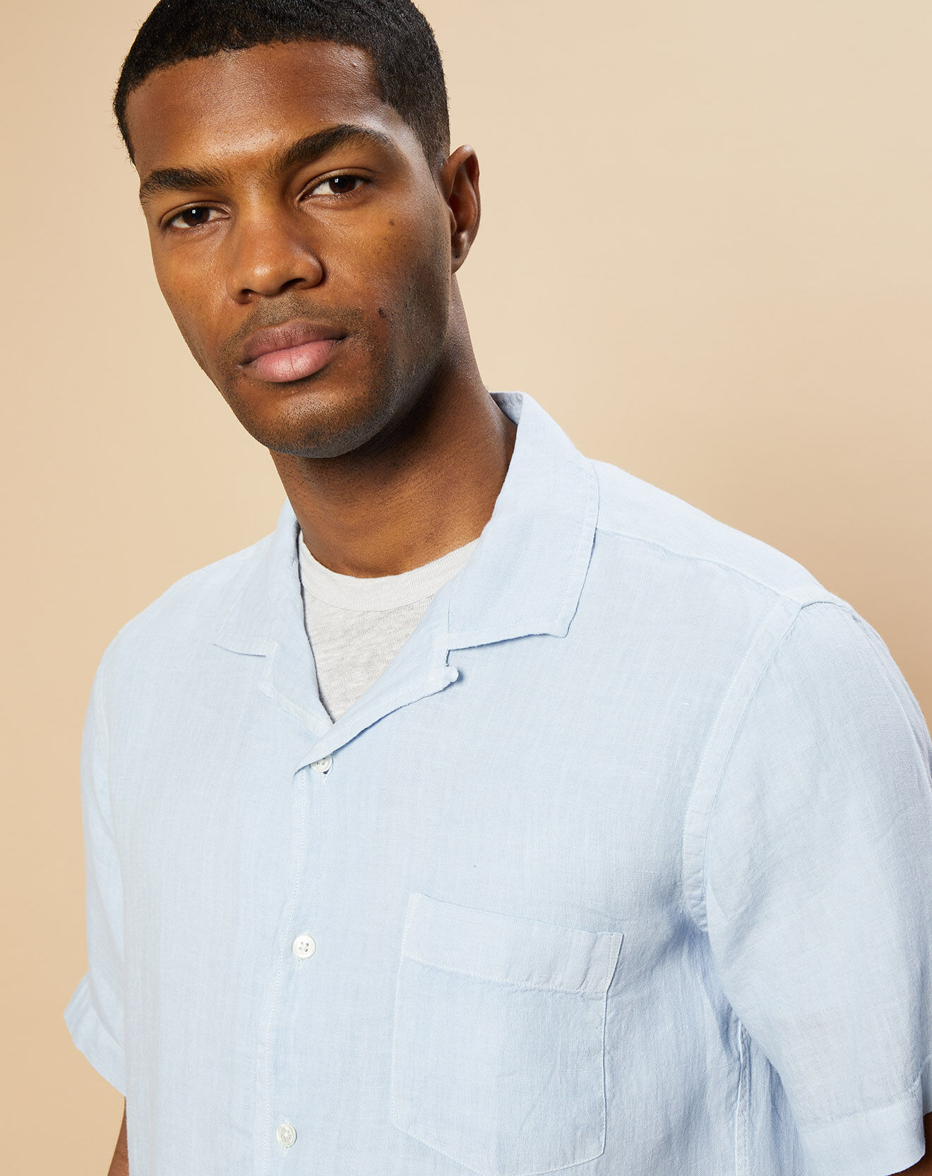 Hartford Chemise Regular 100% Lin Palm tie and dye azur/baltic bleu/denim