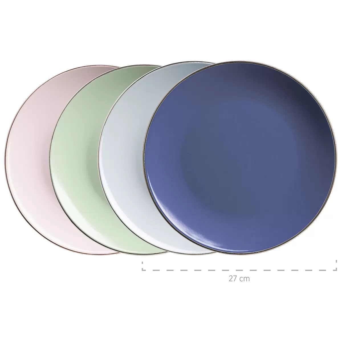Kombiservice 16-tlg. METALLIC RIM blau,grün,rosa