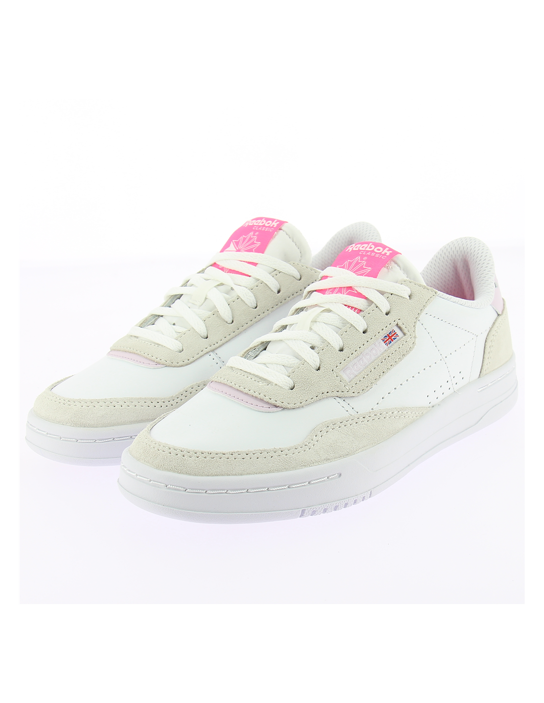 reebok sneakers femme court peak blanc/beige/rose