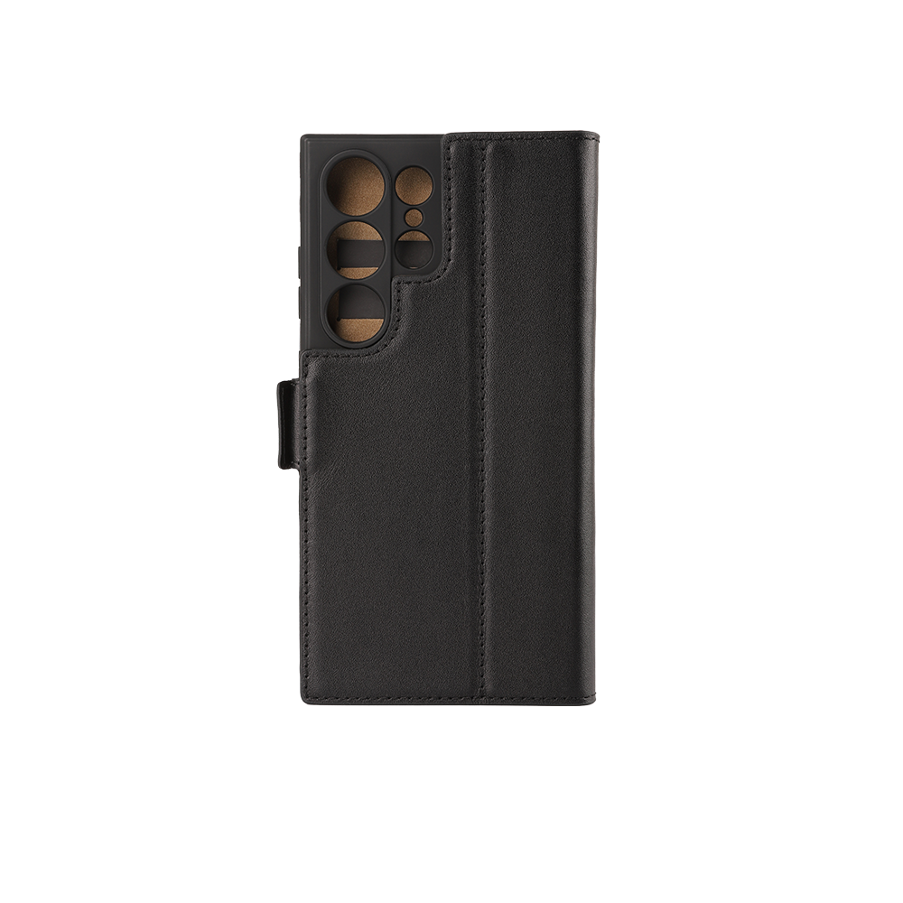 Samsung Galaxy S25 Ultra Echtleder Tasche Flip Cover Hand Made (FABIOS25U-01) - Schwarz