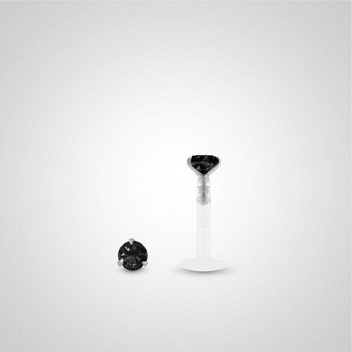 Piercing anti-helix en or blanc avec oxyde de zirconium noir 2,5mm