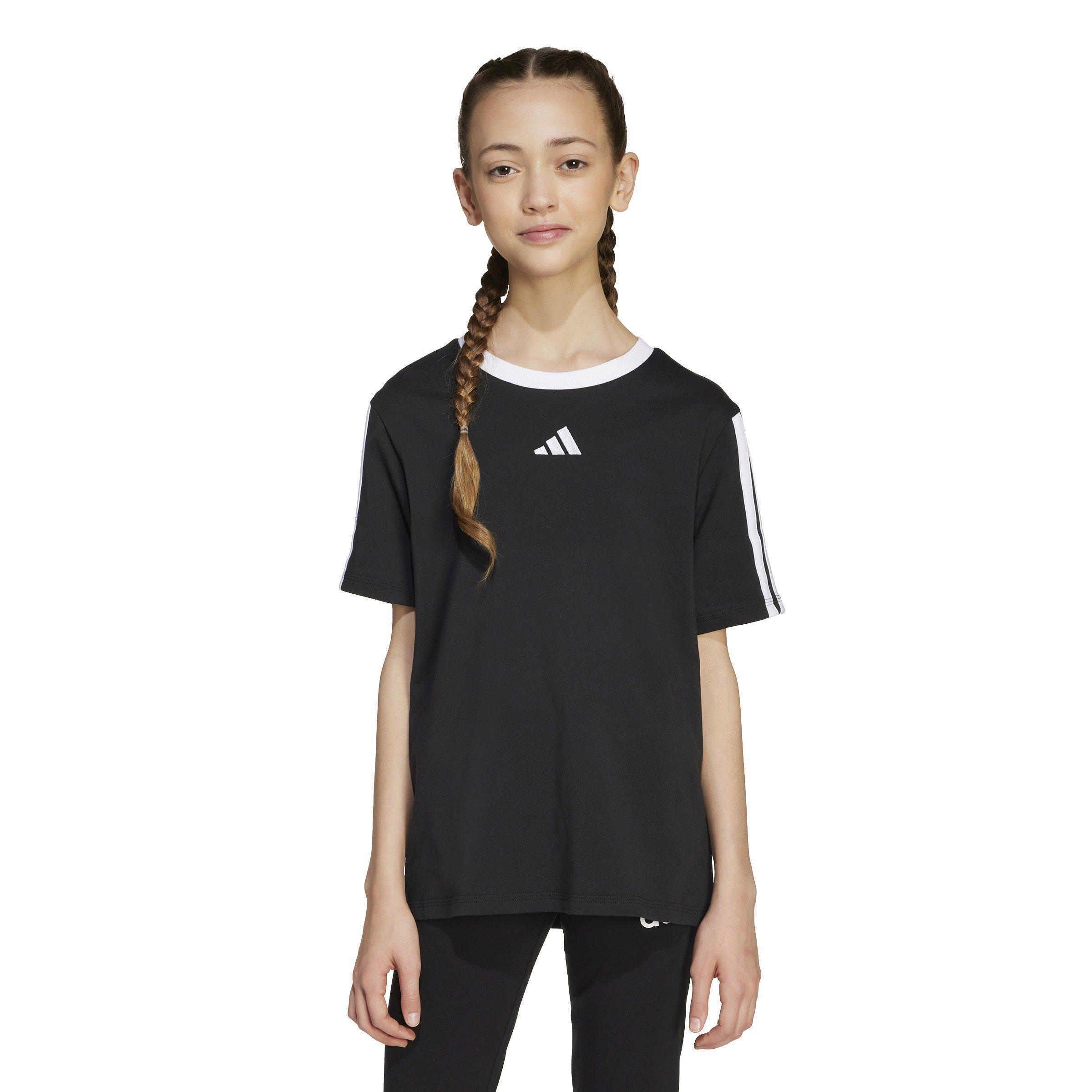 adidas Essentials 3 Stripe T-Shirt Junior Girls