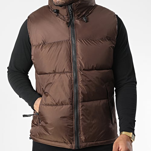 Doudoune Sans Manches Capuche Marron