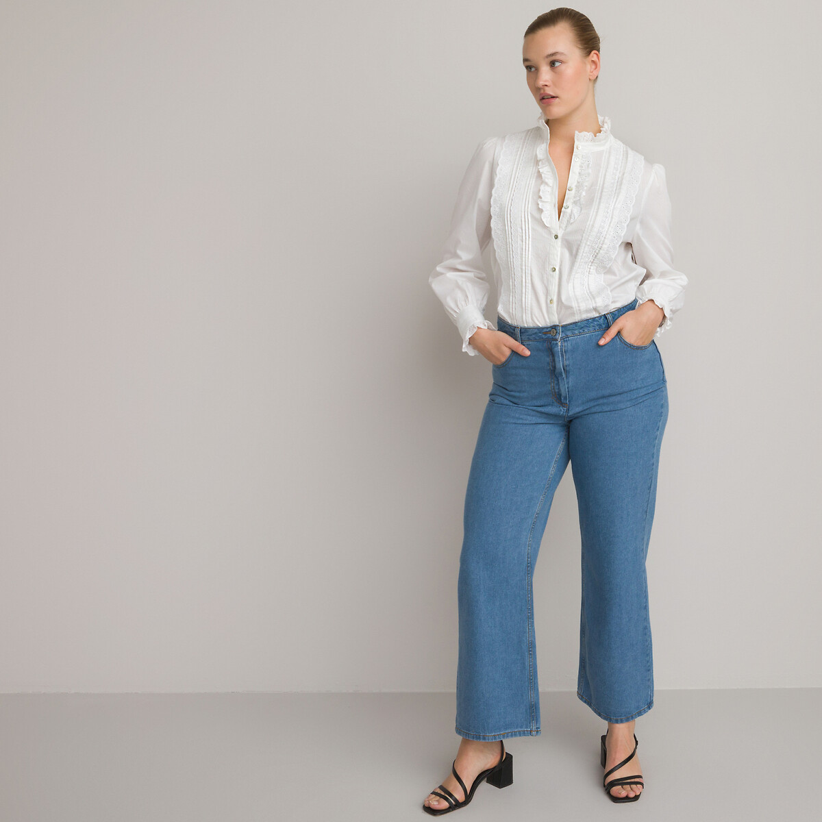 COLEÇÕES LA REDOUTE<br>Blusa romântica de algodão Signature EUGENIE