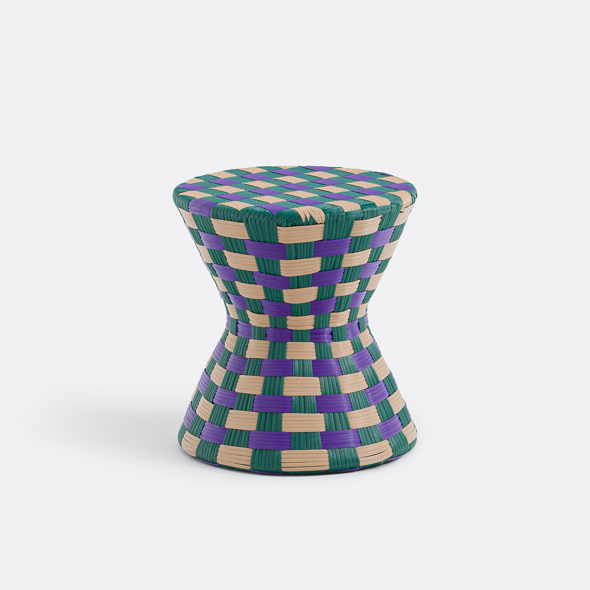 LA REDOUTE INTERIEURS<br>Mesa lateral de metal e resina trançada com aço, Bianca