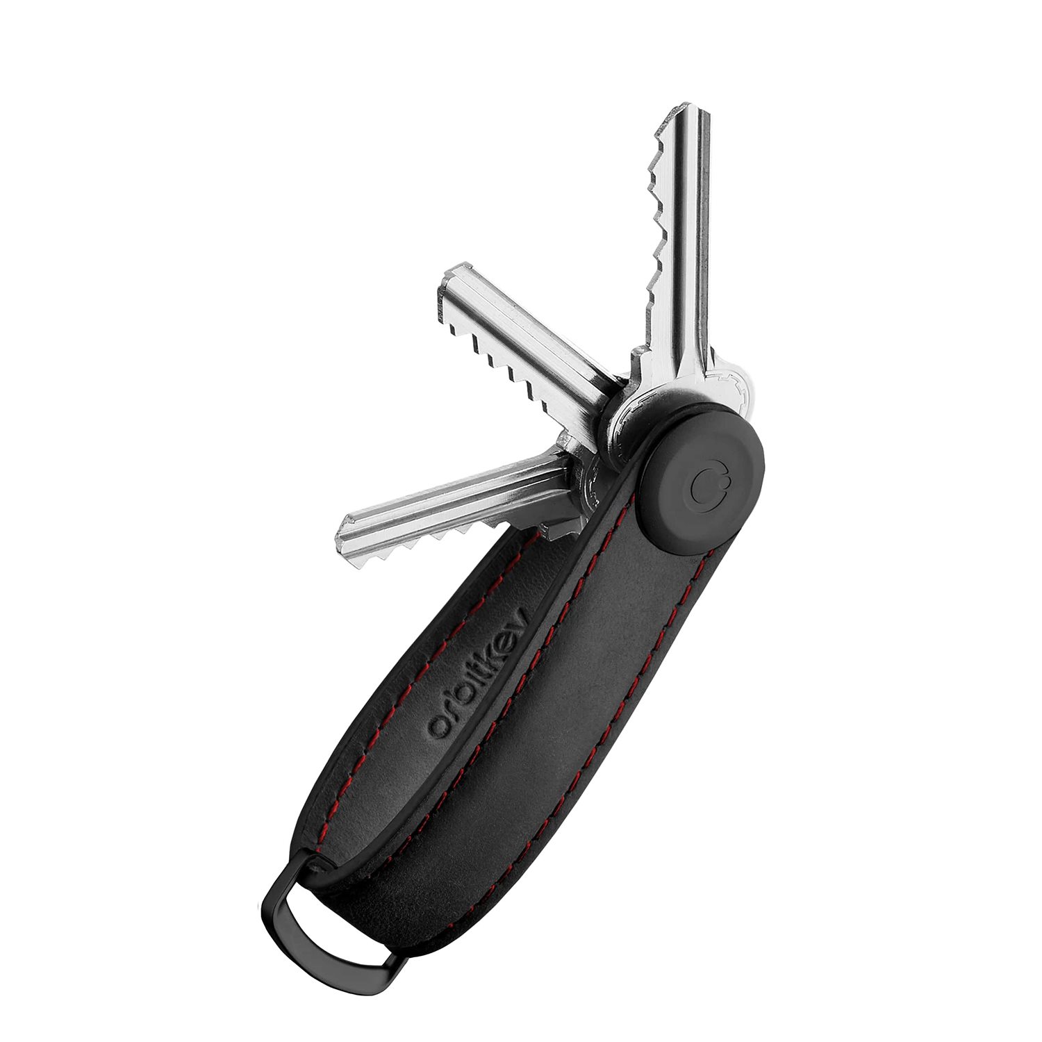 Orbitkey Crazy Horse Leather Key Organiser obsidian black/red
