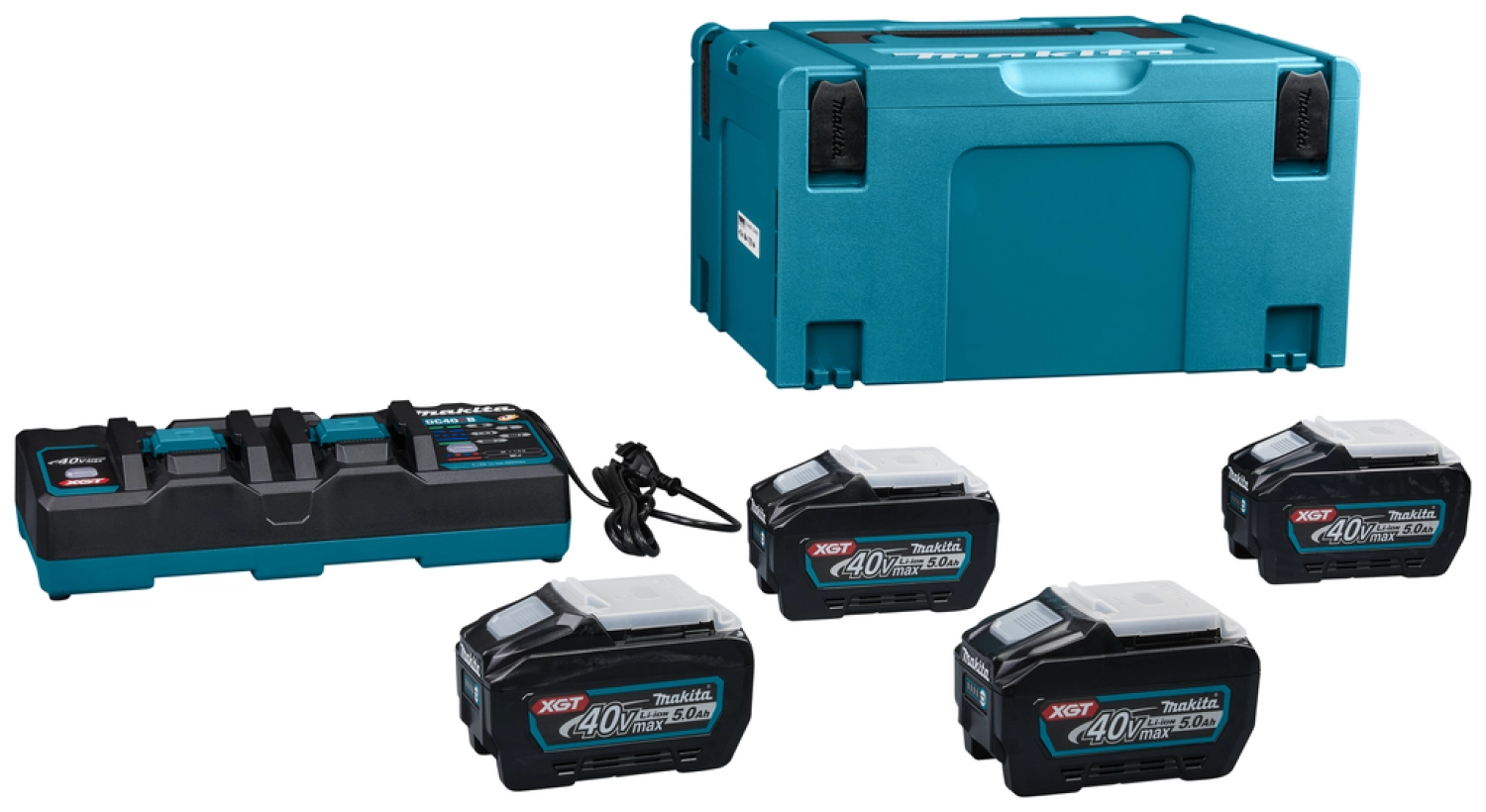 Makita 191U42-2 40V XGT Li-Ion accu starterset (4x 5.0Ah)   duolader in Mbox