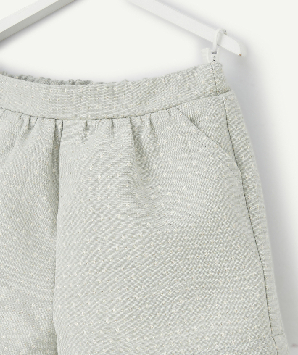 SHORT BÉBÉ FILLE VERT AVEC SURPIQÛRES COULEUR DORÉE