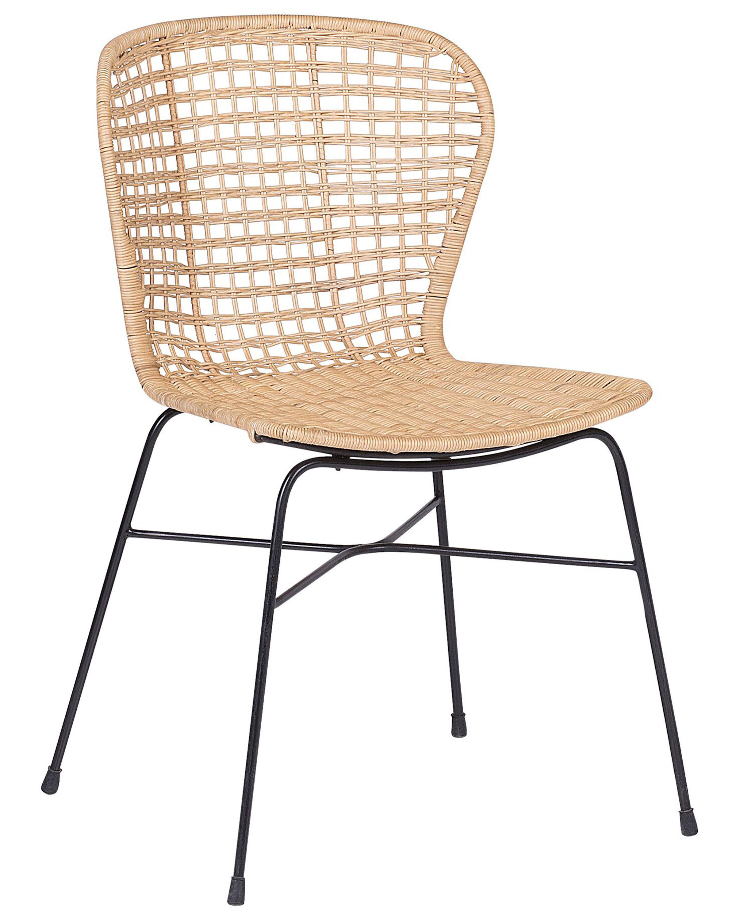 Set van 2 eetkamerstoelen ELFROS Rotan Natuurlijk