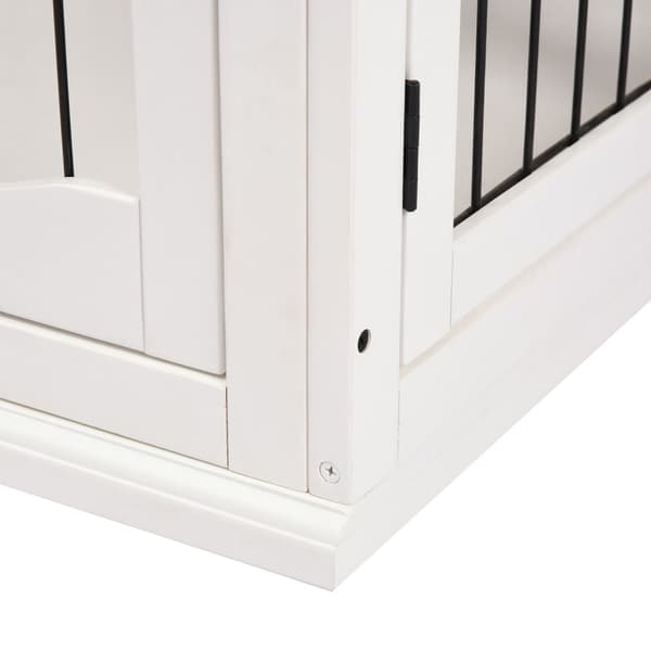 Hundekennel hundehus transportkasse smådyrbur til innendørs bruk hundekasse dyrebur kjæledyr MDF metall hvit 81 x 58,5 x 66 cm