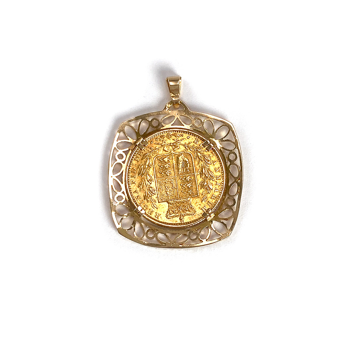 Pendentif d'occasion or 750 jaune pièce Victoria Dei Gratia