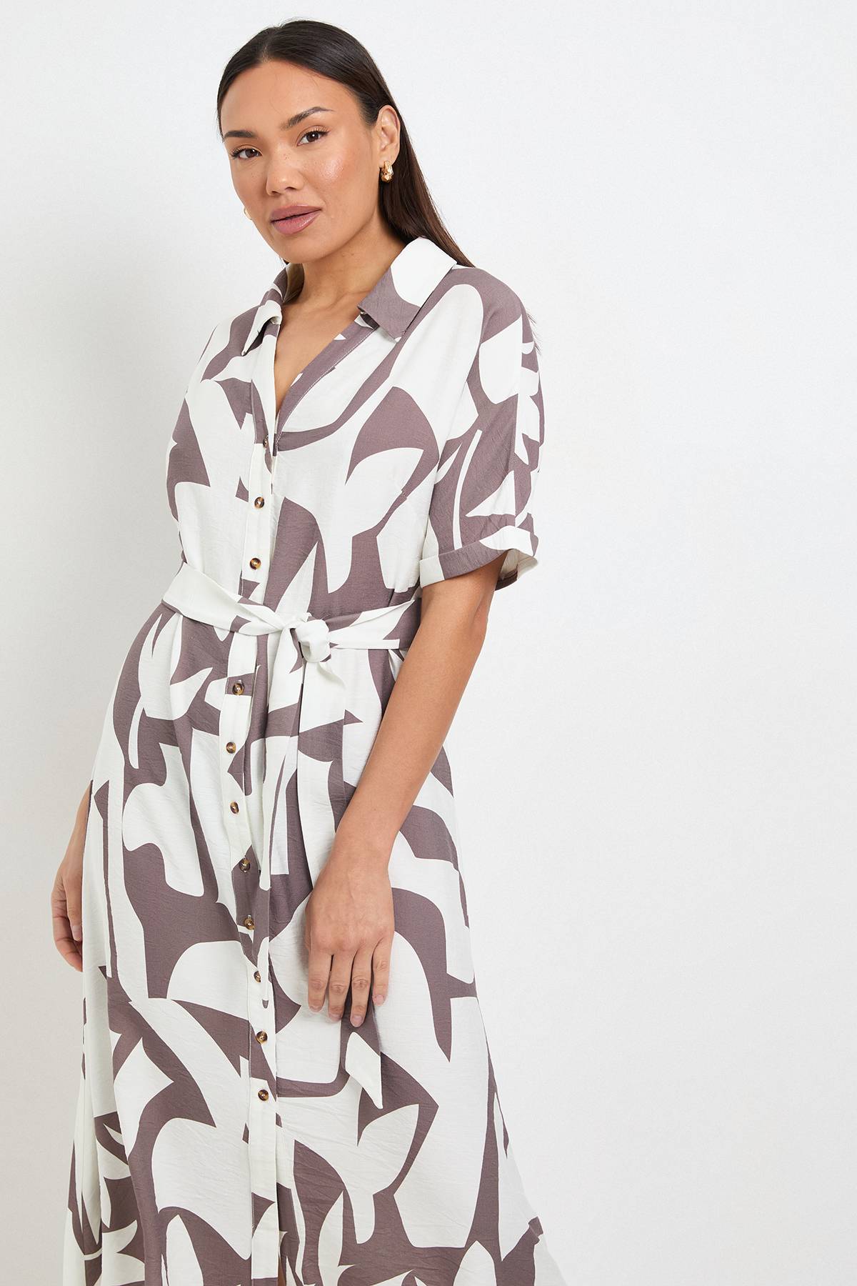 Wallis Robe Chemise À Col Imprimé Abstrait D'été