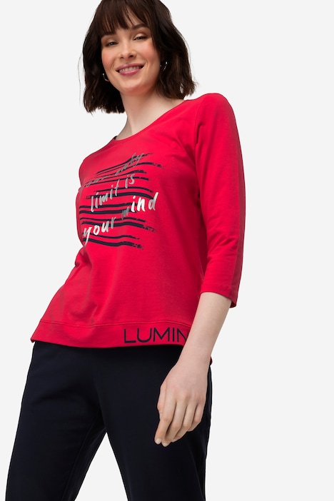 T-Shirt, Statement Print, Rundhals, 3/4-Ärmel