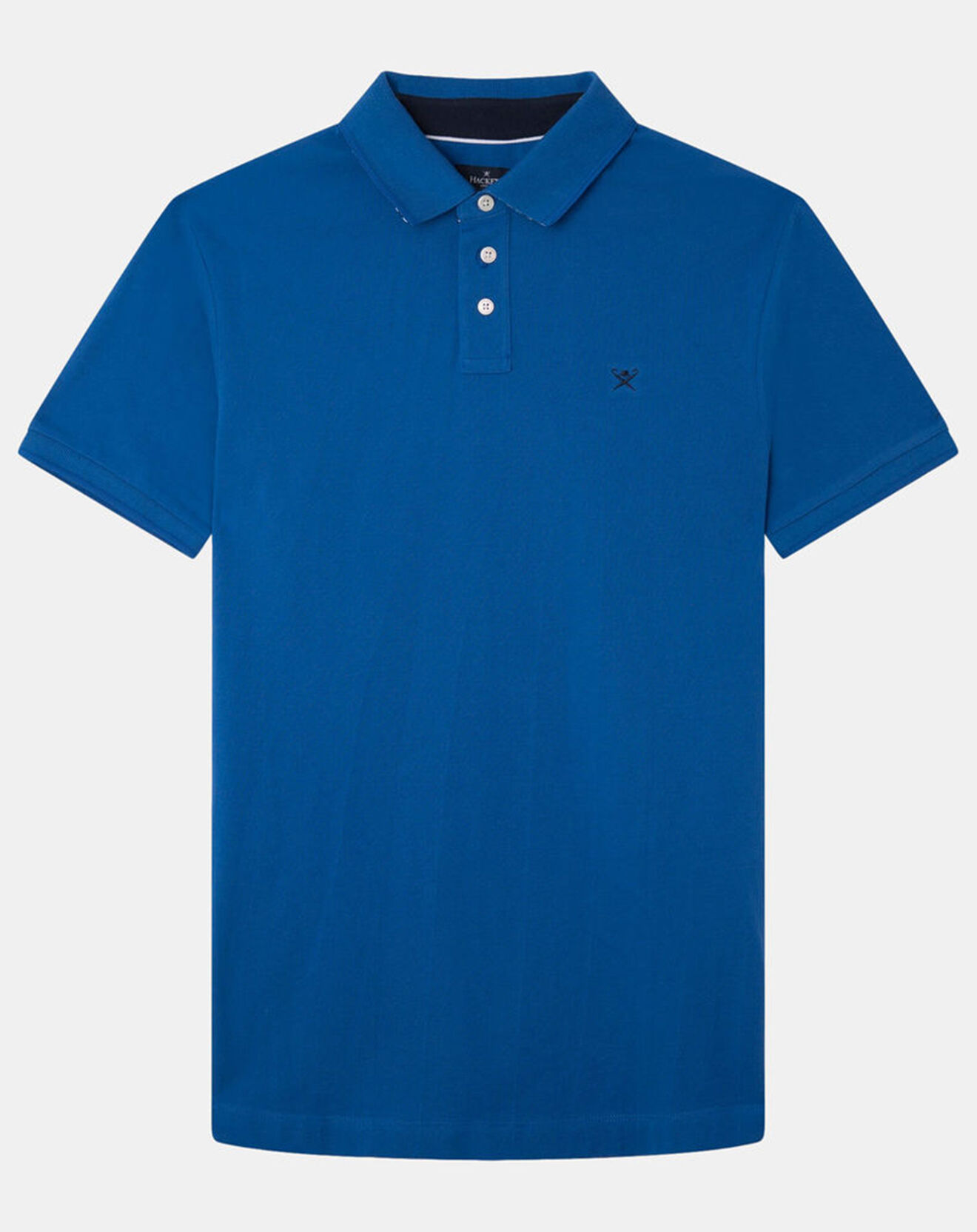Hackett London Polo Regular Fit uni piqué bleu moyen