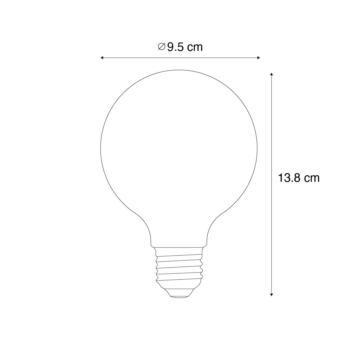 E27 LED lamp G95 helder 3.8W 806 lm 3000K