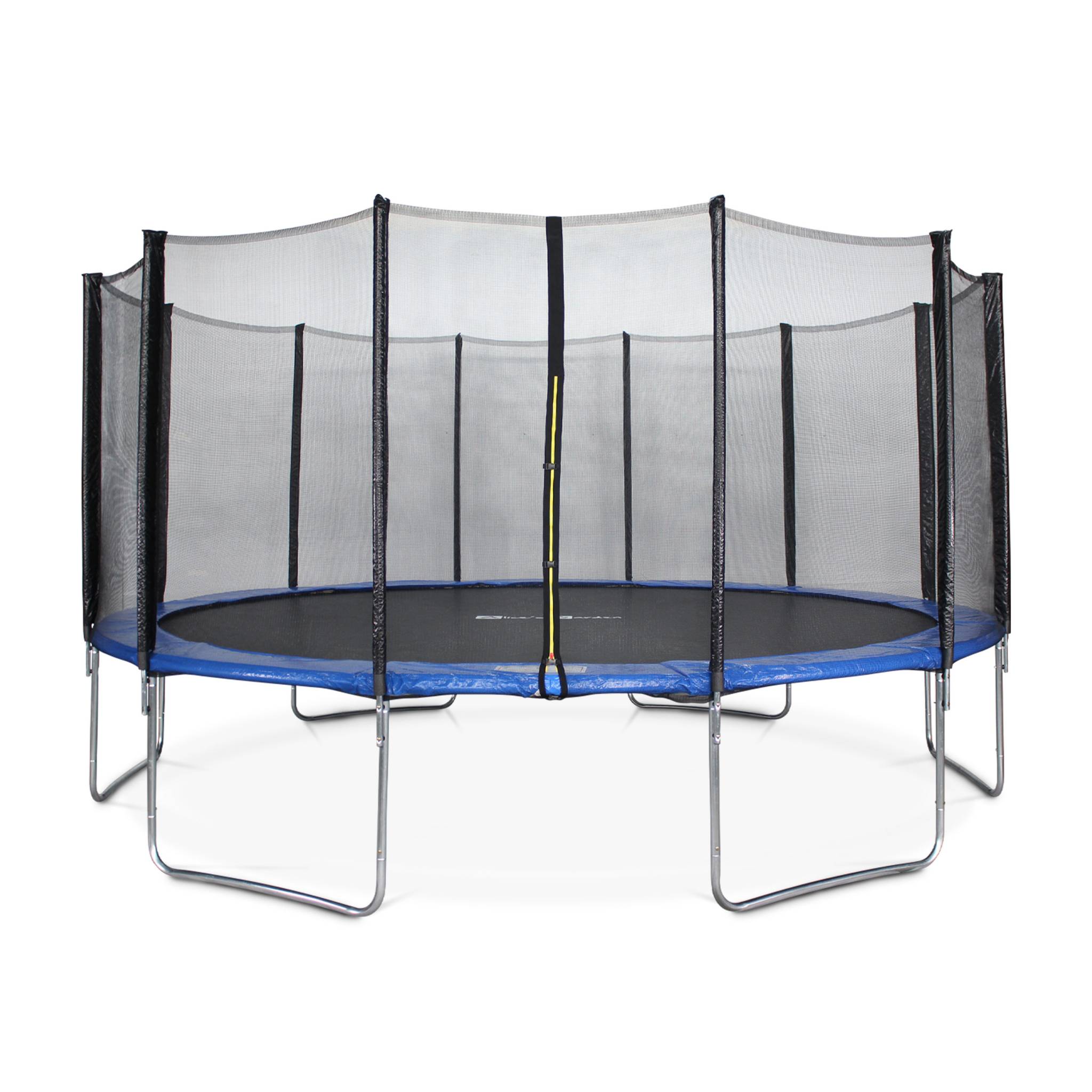 Trampoline 490cm bleu avec pack d'accessoires + tente de camping